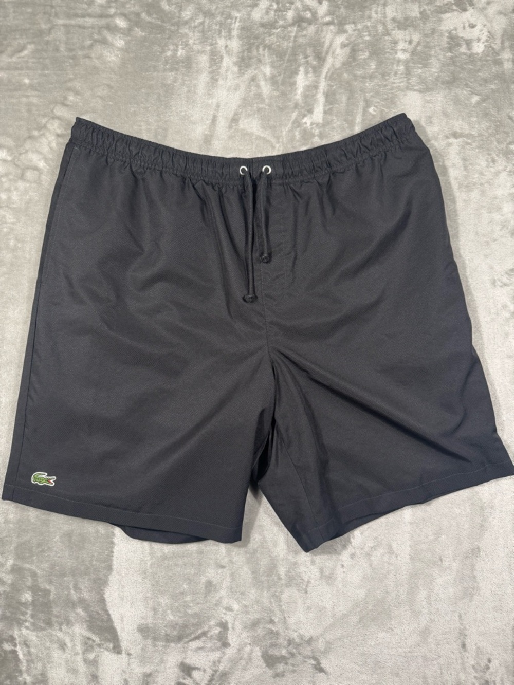 Lacoste Shorts Mens XL Black Swim Trunks Mesh Lined Elastic Waist Drawstring